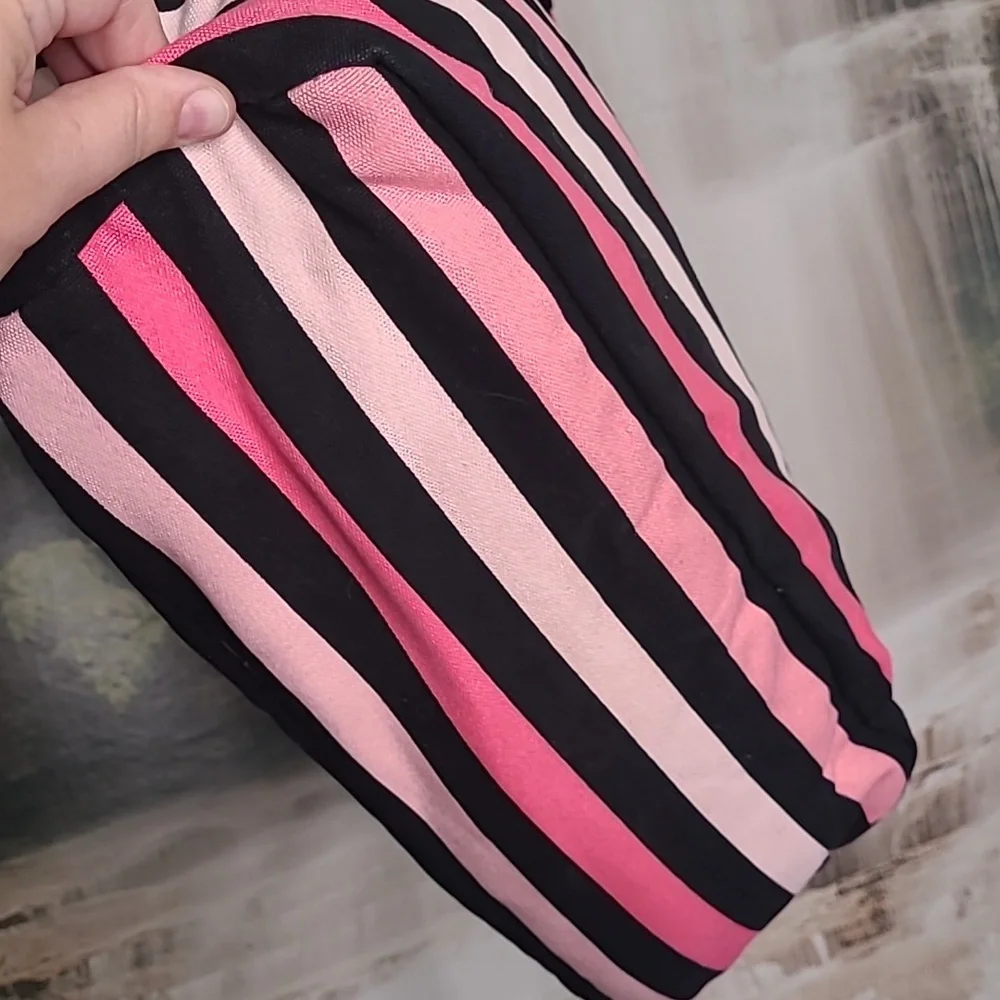 Victoria's Secret Hello Bombshell Vibrant pink striped tote bag